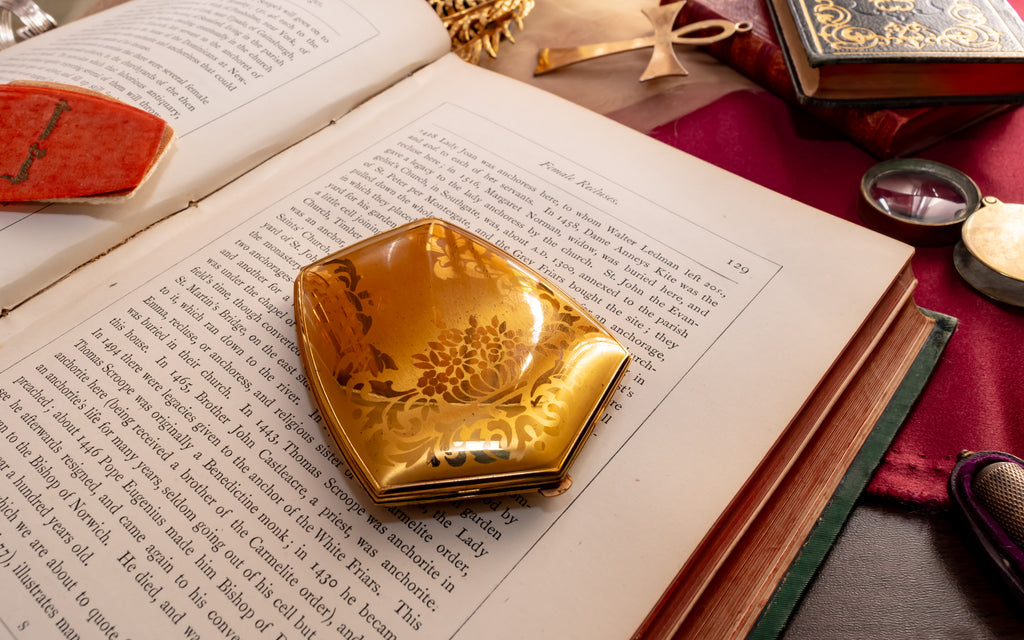 Elgin American Beauty Gold Powder Compact, Vintage Vanity Compact, NOS