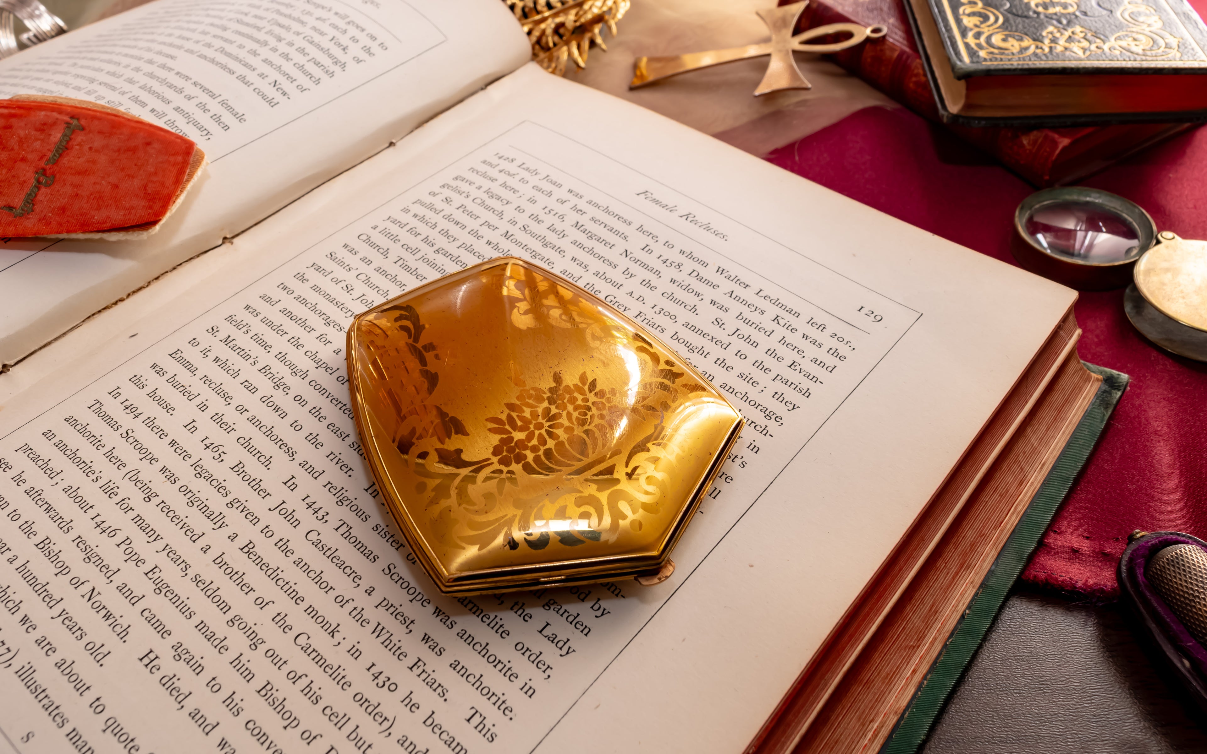Elgin American Beauty Gold Powder Compact, Vintage Vanity Compact, NOS