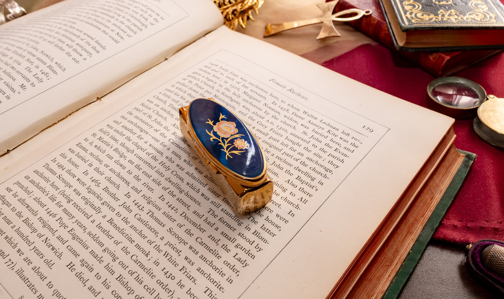 Stratton Blue and Gold Lipstick Holder, English Enamel Vanity Accessory, New
