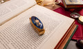 Stratton Blue and Gold Lipstick Holder, English Enamel Vanity Accessory, New