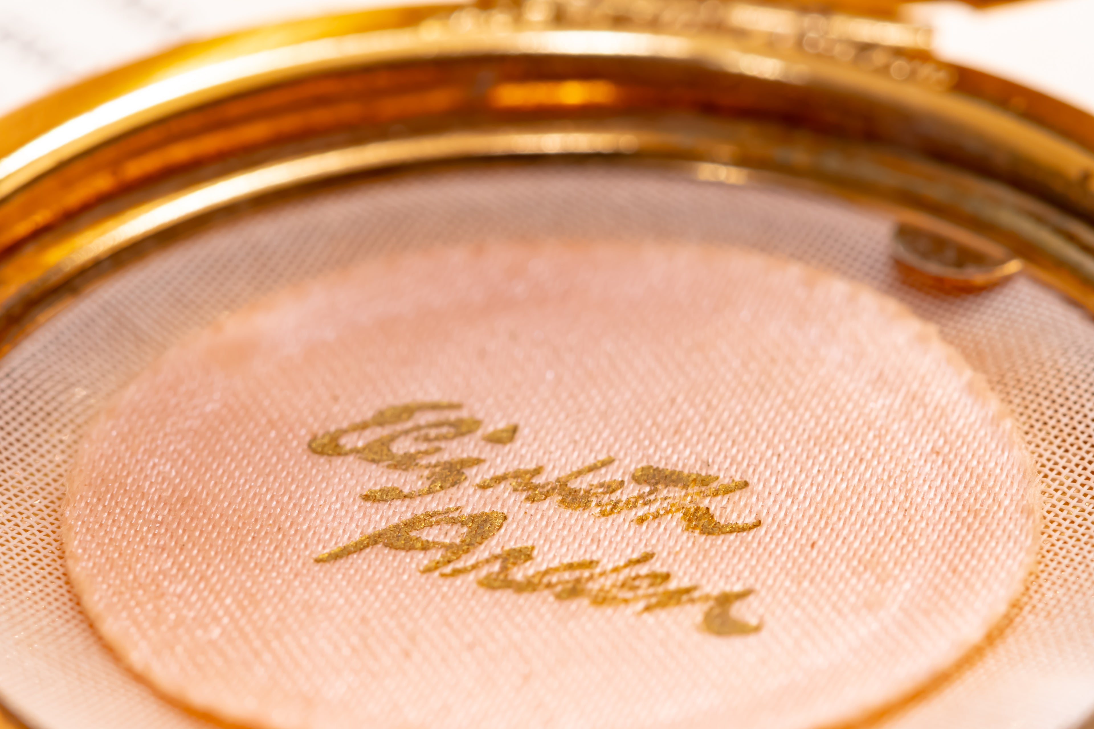 Elisabeth Arden Gold Powder Compact, Vintage Swiss Enamel Vanity Compact