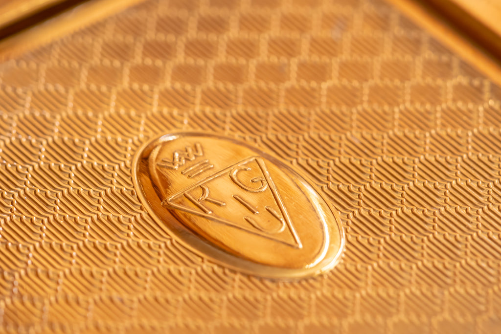 Kigu Square Gold Powder Compact, Rare English Vanity Compact, Vintage