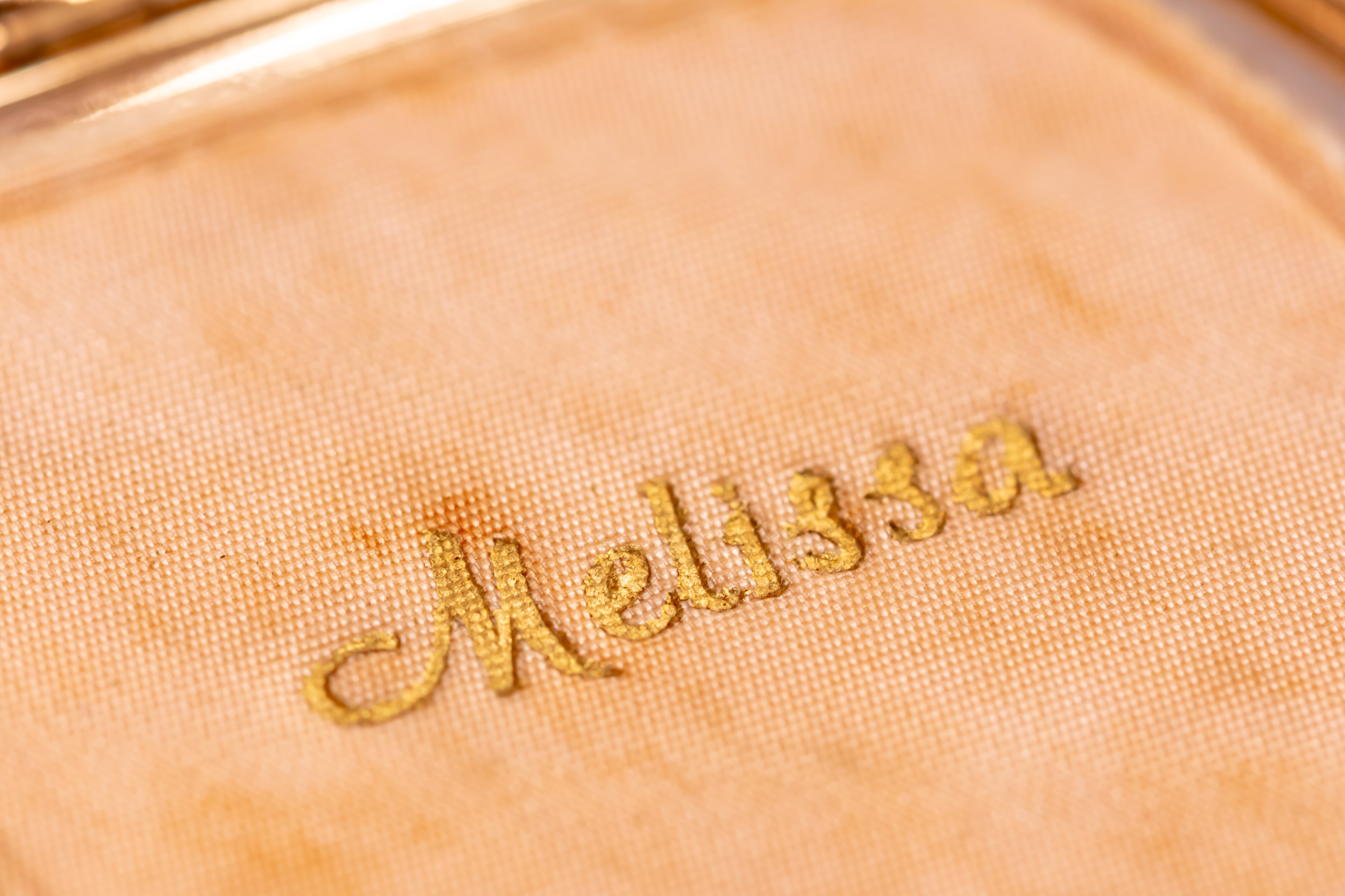 Melissa Square Gold Powder Compact, English Enamel Vanity Compact, New