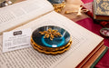 Green Blue Kigu Musical Powder Compact, English Enamel Vanity Compact, New