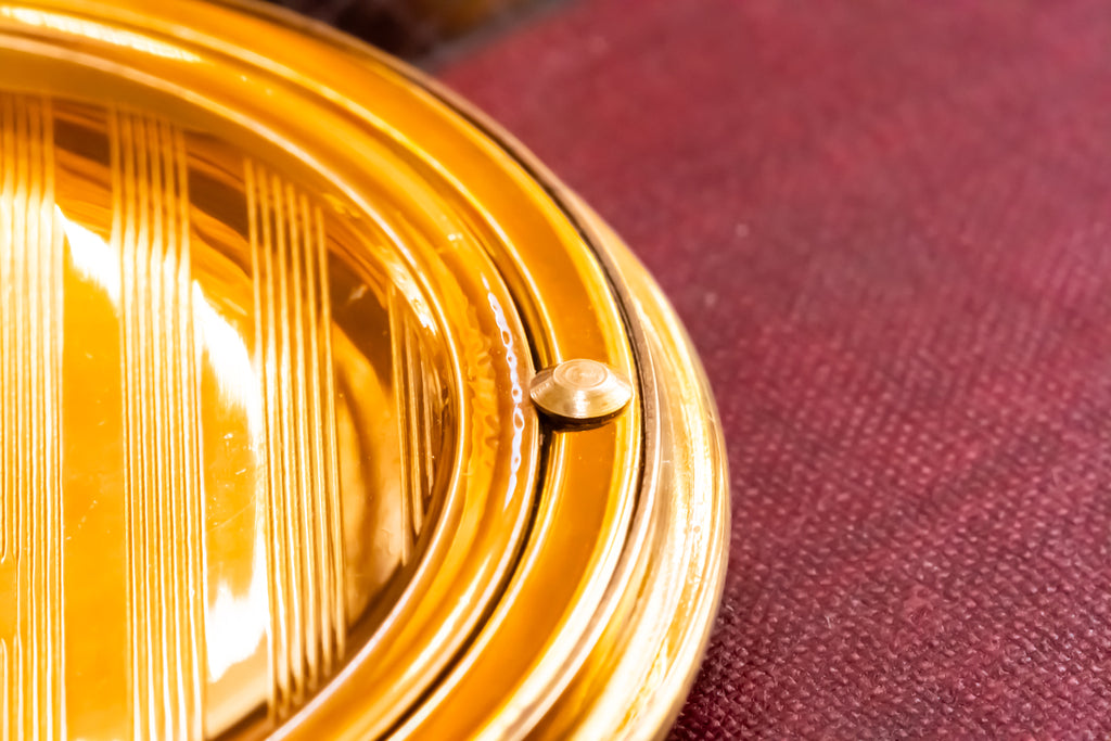 Vintage Stratton Ballerina Powder Compact, Amber Enamel, Gold-Tone, New, Original Packaging, All Accessories