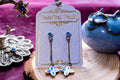 Sterling Silver Blue Floral Drop Earrings With Porcelain Trinket Pot, Coastal Summer Jewelry Set