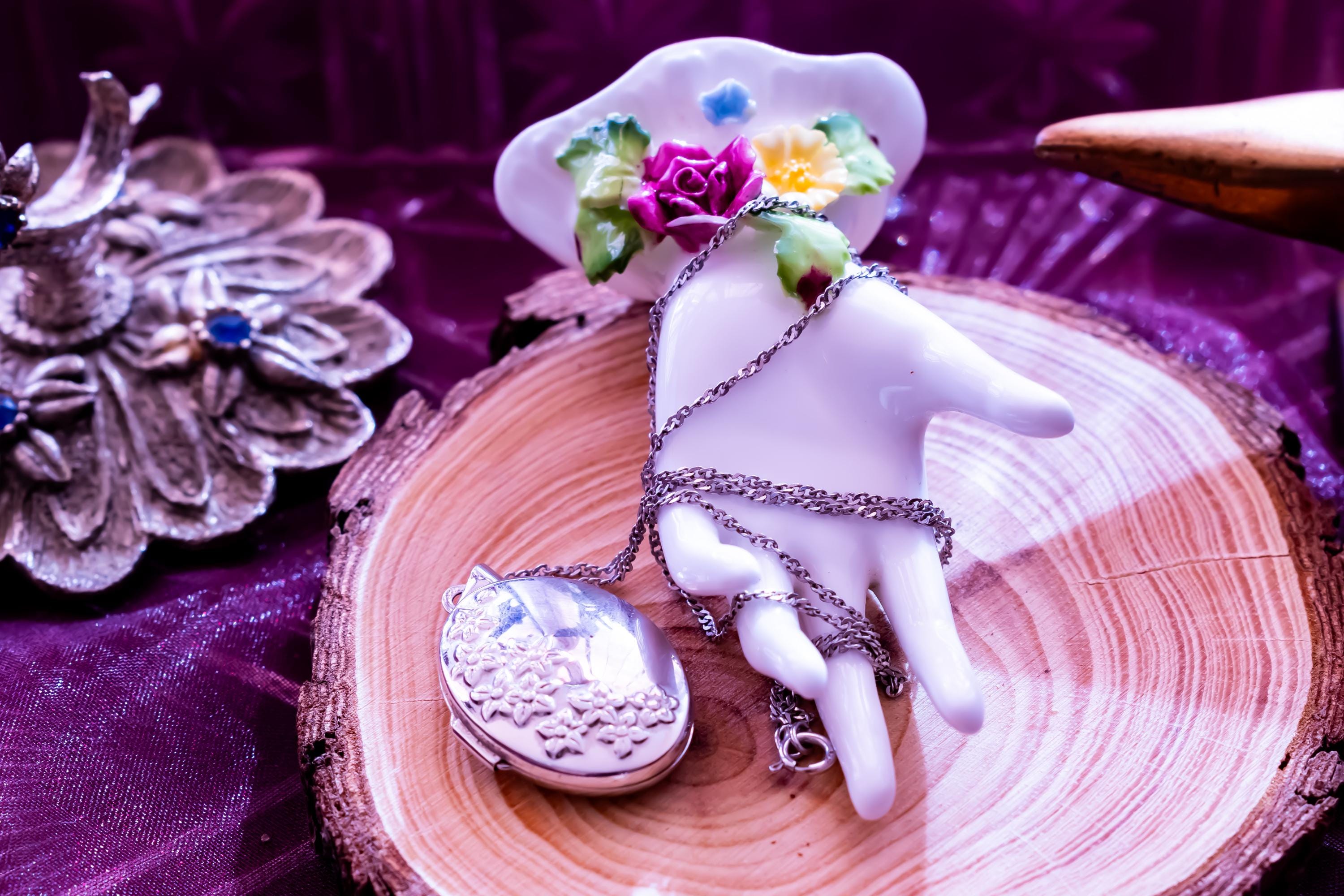 Vintage Sterling Silver Floral Locket Necklace: Dune Rose Coastal Pendant, Sea Witch Keepsake