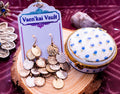 Tricolor Disc Cascade Drop Earrings with 925 Silver Hooks & Porcelain Trinket Pot