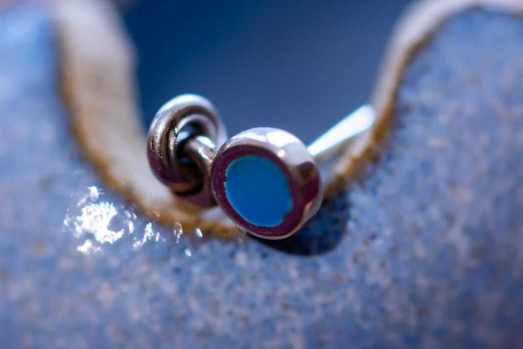 Sterling Silver Blue Floral Drop Earrings With Porcelain Trinket Pot, Coastal Summer Jewelry Set