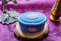 Vintage Wedgwood Blue Jasperware Trinket Pot. Made in England, Blue and White Keepsake Dish.