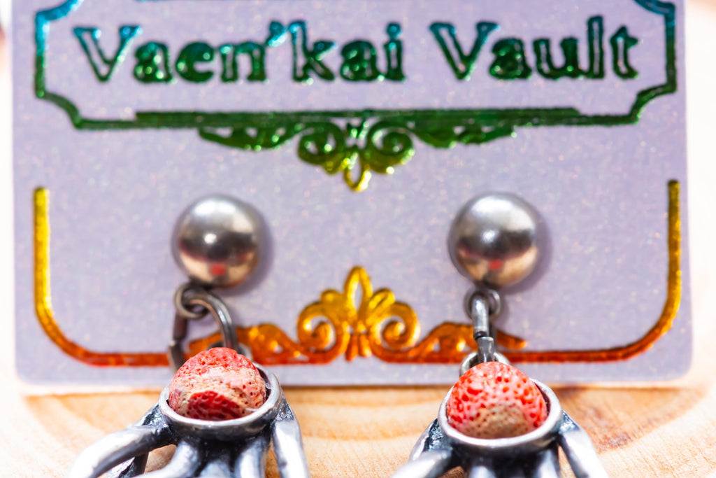 Coral Jellyfish Drop Earrings, Ocean Creature, Sea Witch Summer Jewelry