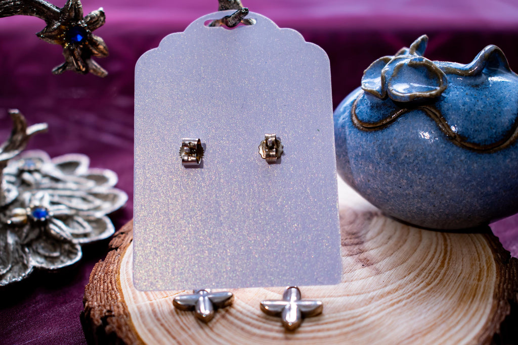 Sterling Silver Blue Floral Drop Earrings With Porcelain Trinket Pot, Coastal Summer Jewelry Set