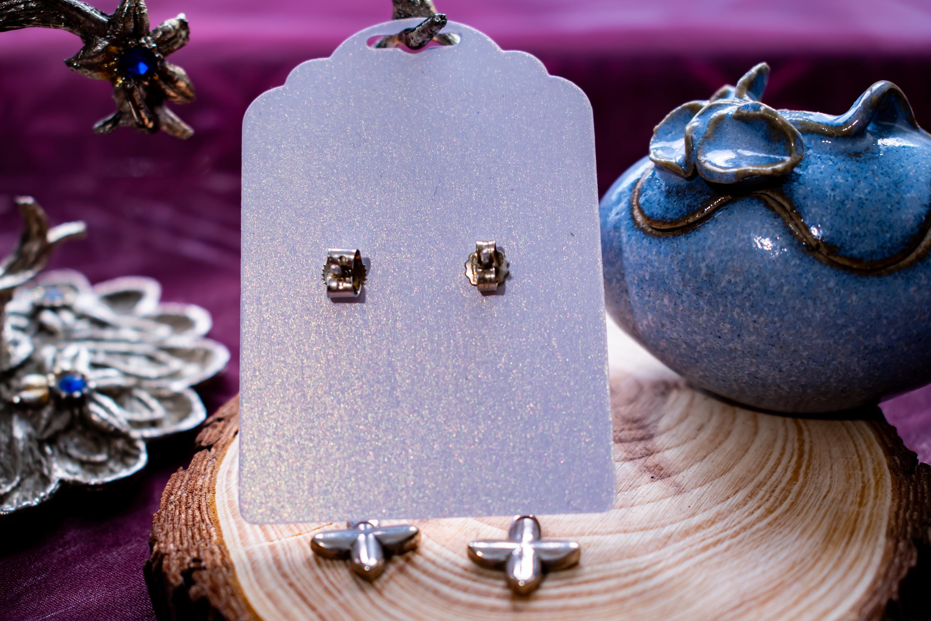 Sterling Silver Blue Floral Drop Earrings With Porcelain Trinket Pot, Coastal Summer Jewelry Set