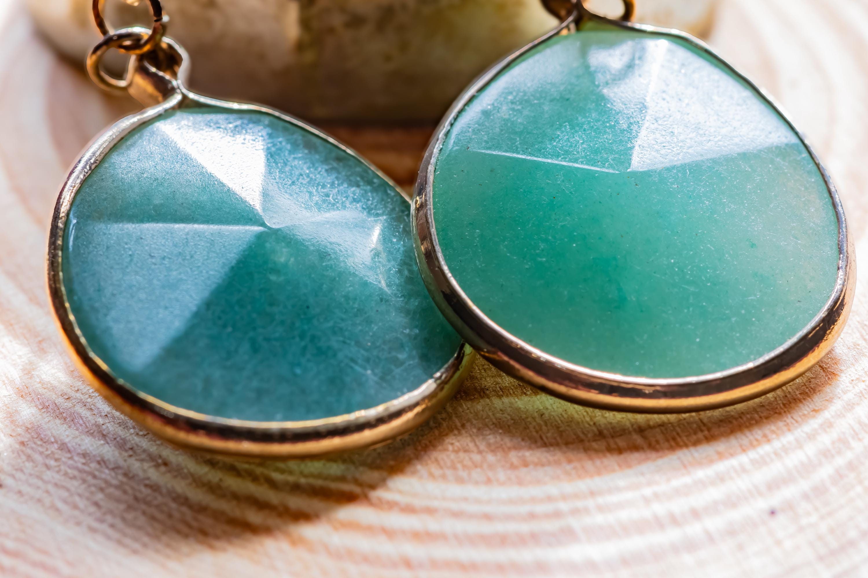 Genuine Aventurine Drop Earrings. Gold Wrapped Coastal Sea Glass. Summer Sea Witch.