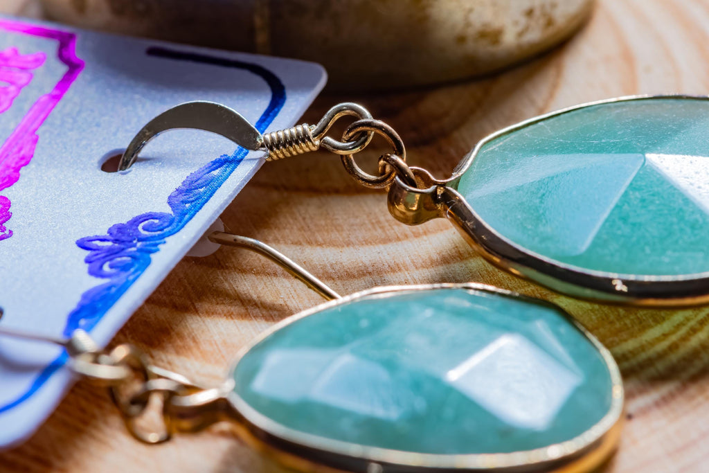 Genuine Aventurine Drop Earrings. Gold Wrapped Coastal Sea Glass. Summer Sea Witch.