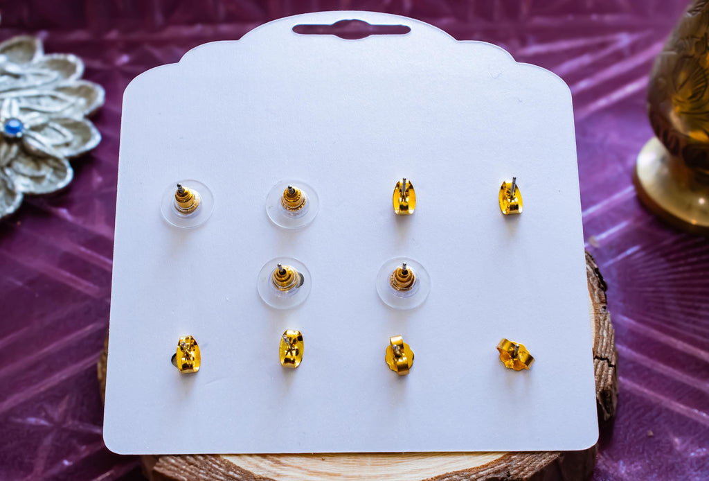 Green Earring Set, Emerald Tone Stud Earrings Mixed Vintage Costume Collection, Sea Witch Relics