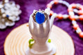 Vintage Sterling Silver Chalcedony Ring, Blue Cabochon Sea Witch Statement Ring