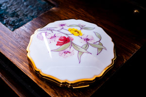 Vintage Stratton Queen Convertible Powder Compact, Floral G. Breeze, 1970s