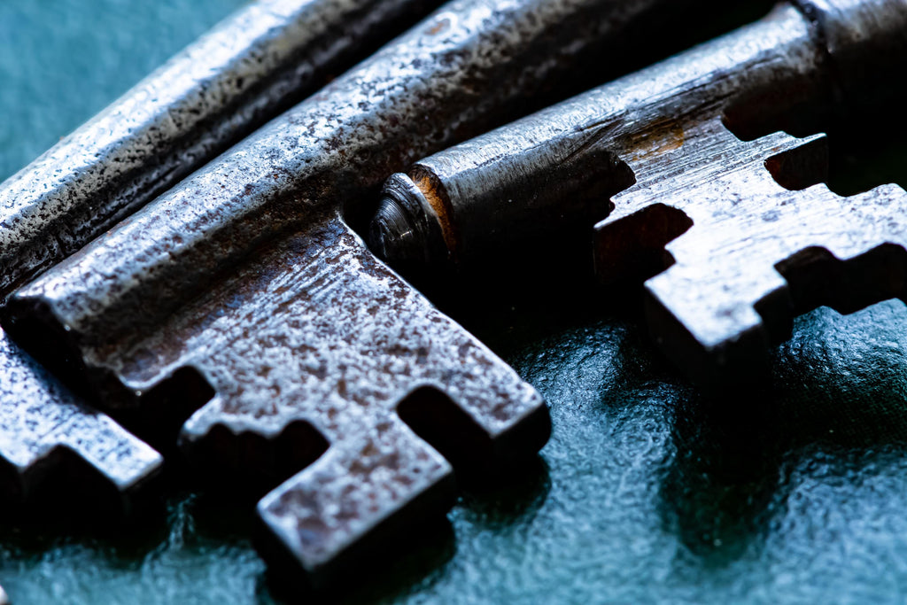 Antique Cast Iron Skeleton Keys Bundle, Set of 3, Gothic Altar Tools