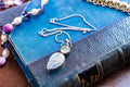 Vintage Moonstone Pendant Necklace, 925 Sterling Silver Double Drop, Gothic Heirloom Jewelry