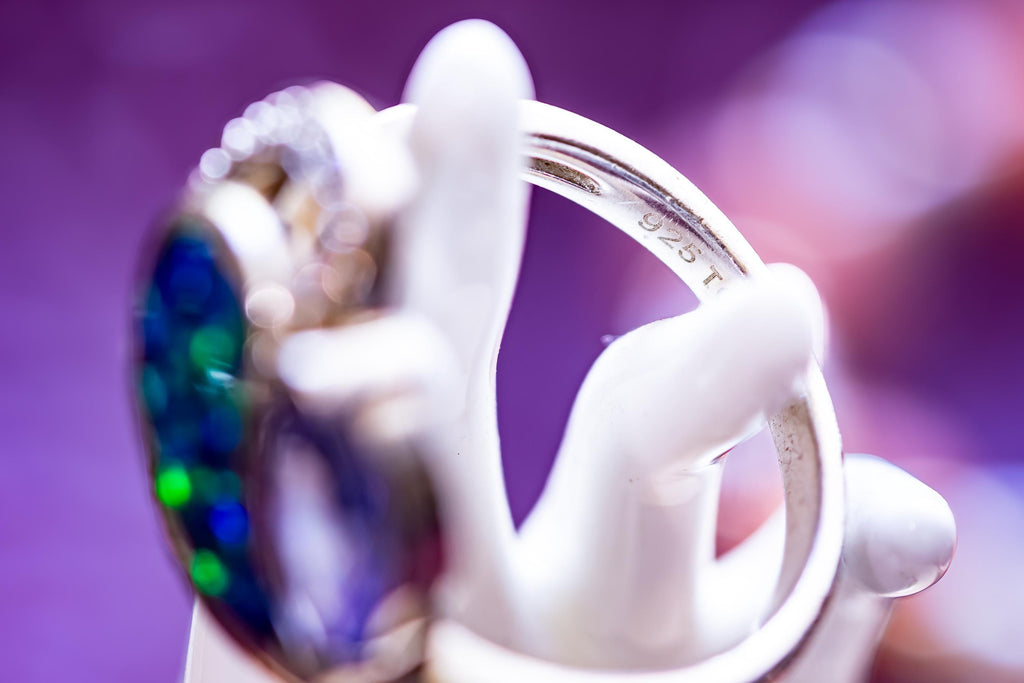 Vintage Fire Opal Ring, Sterling Silver, Marquise Tanzanite, Ocean Sea Witch Jewelry