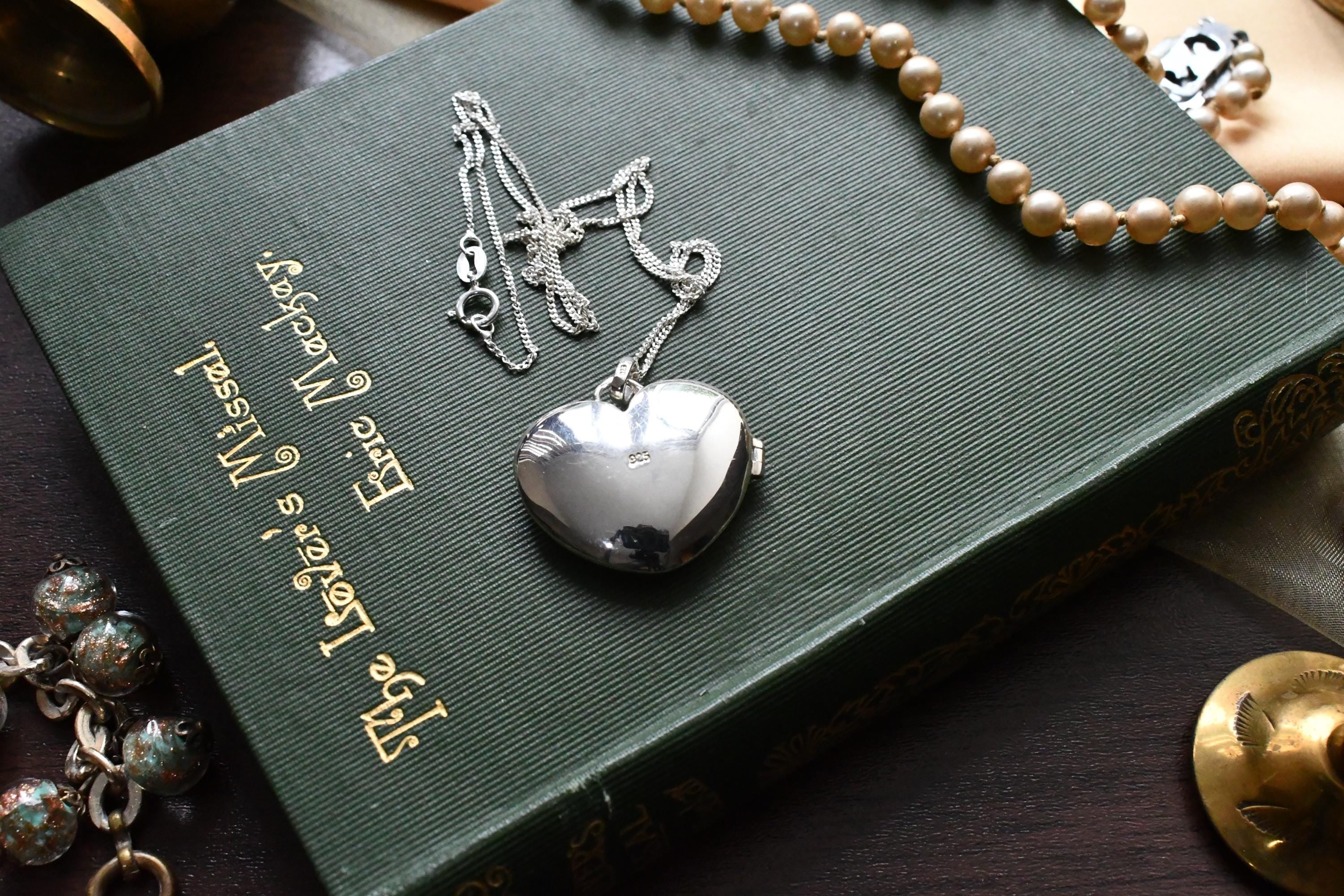 Sterling Silver Filigree Heart Locket Pendant, Openwork Cage Necklace