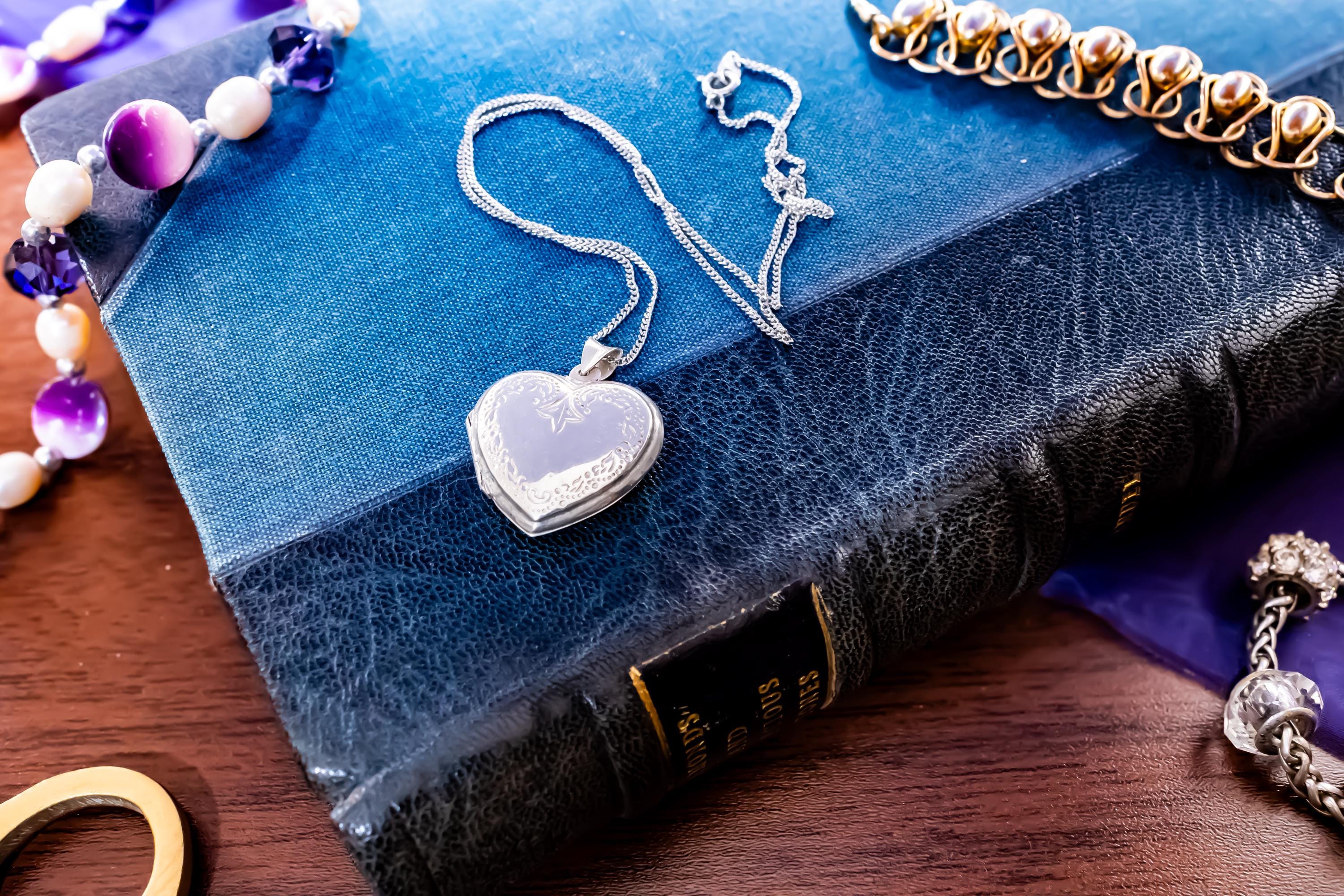 Sterling Silver Heart Locket. Etched Floral Vintage Pendant, Keepsake Necklace.