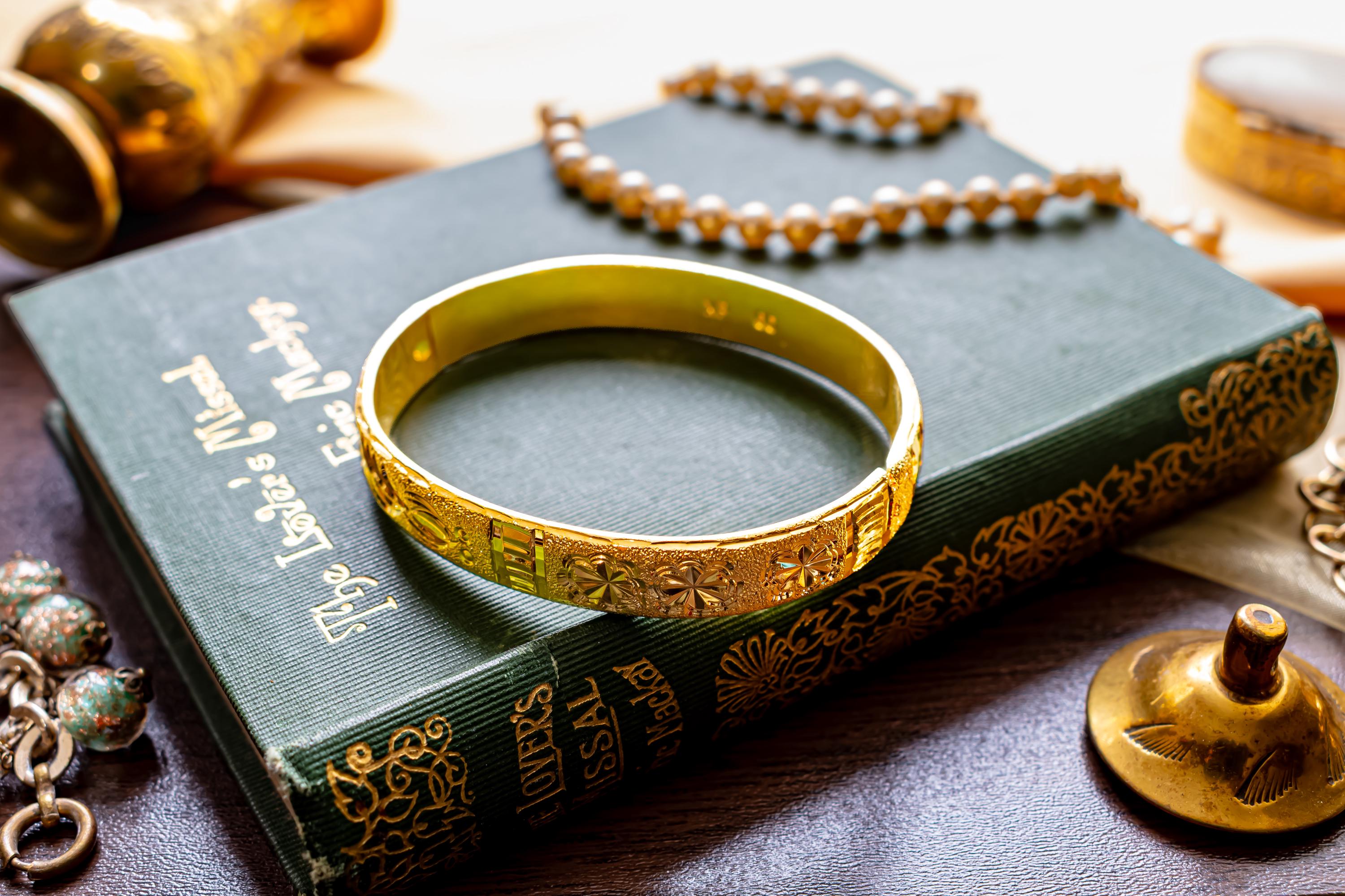 Ornate Floral Gold Plated Cuff Bracelet, Textured Etched Bangle, Dark Romance Jewelry