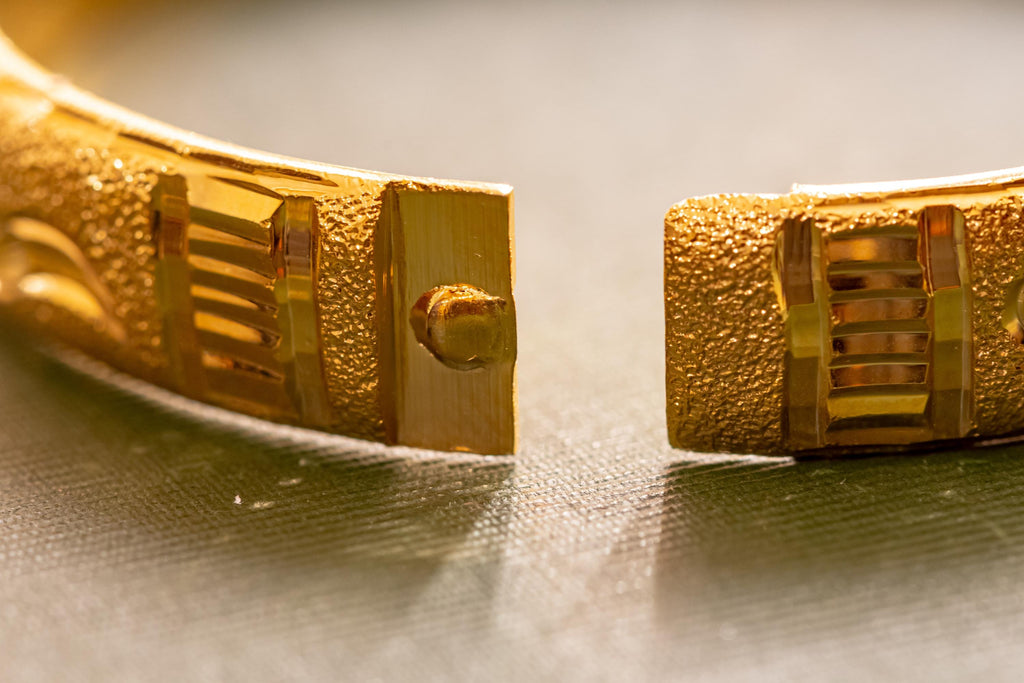 Ornate Floral Gold Plated Cuff Bracelet, Textured Etched Bangle, Dark Romance Jewelry