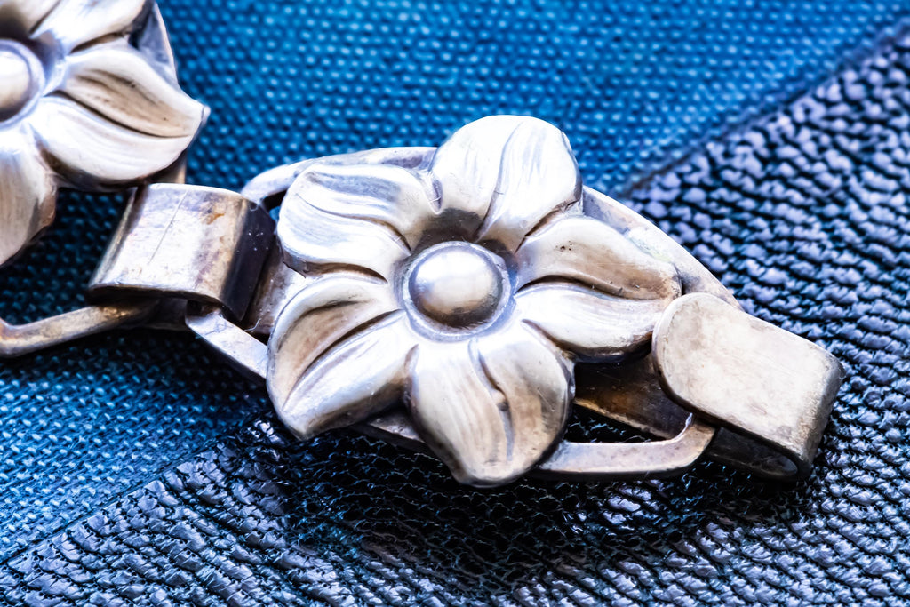 Vintage Fir Munksgaard 830S Silver Floral Bracelet, Norwegian Heritage Jewelry.