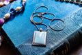 Vintage 925 Sterling Silver Turquoise Necklace, Geometric Seafoam Pendant, Snake Chain