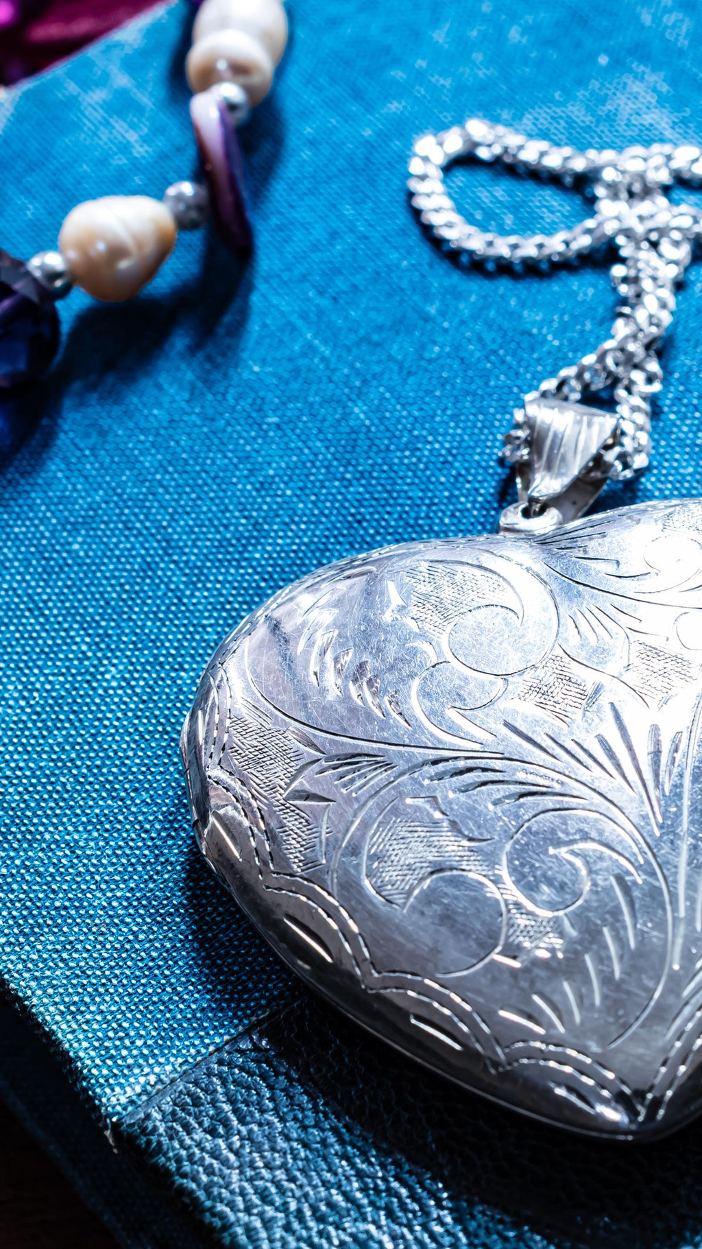 Sterling Silver Heart Locket, 1993 Birmingham Engraved Pendant, 2x2 Inch Statement Necklace