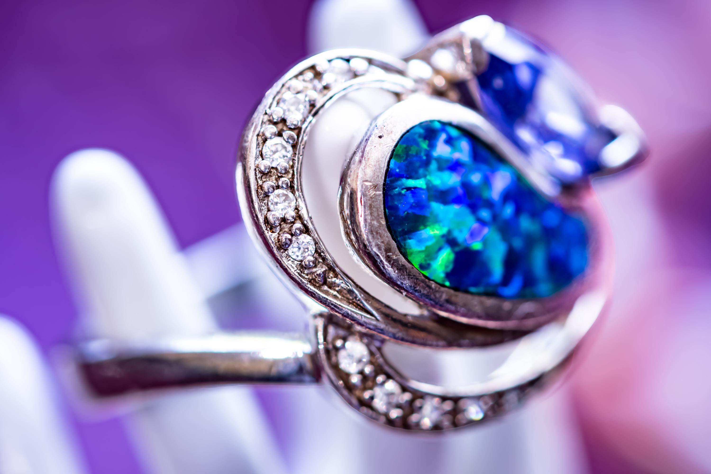 Vintage Fire Opal Ring, Sterling Silver, Marquise Tanzanite, Ocean Sea Witch Jewelry