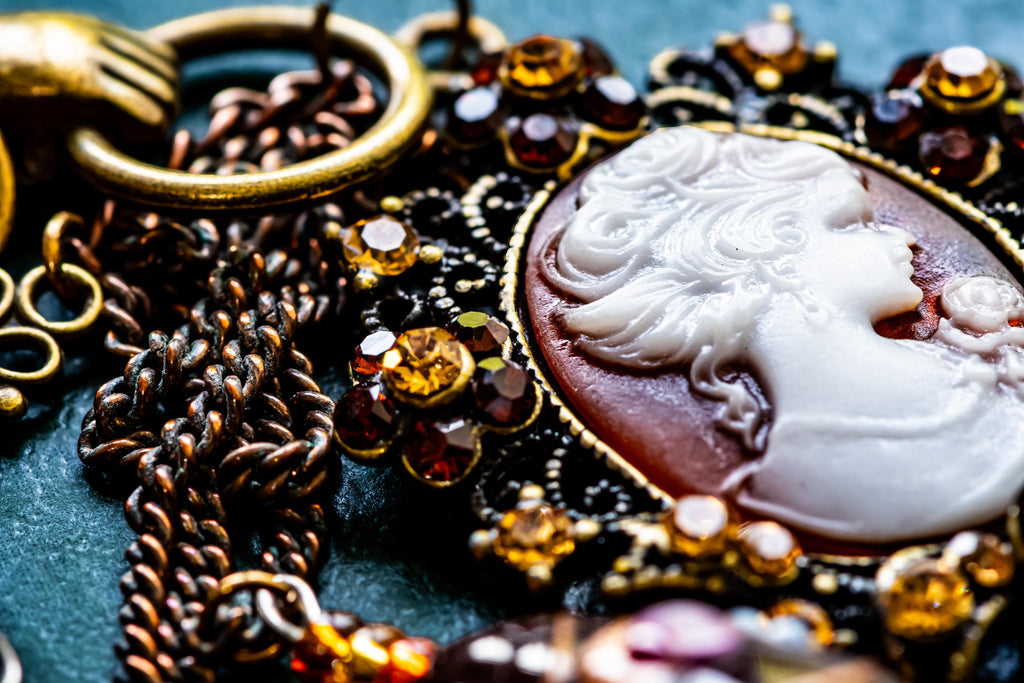 Bronze Cameo Journal Clip. Victorian Gothic Bag Charm, Rose Pendant Accessory.