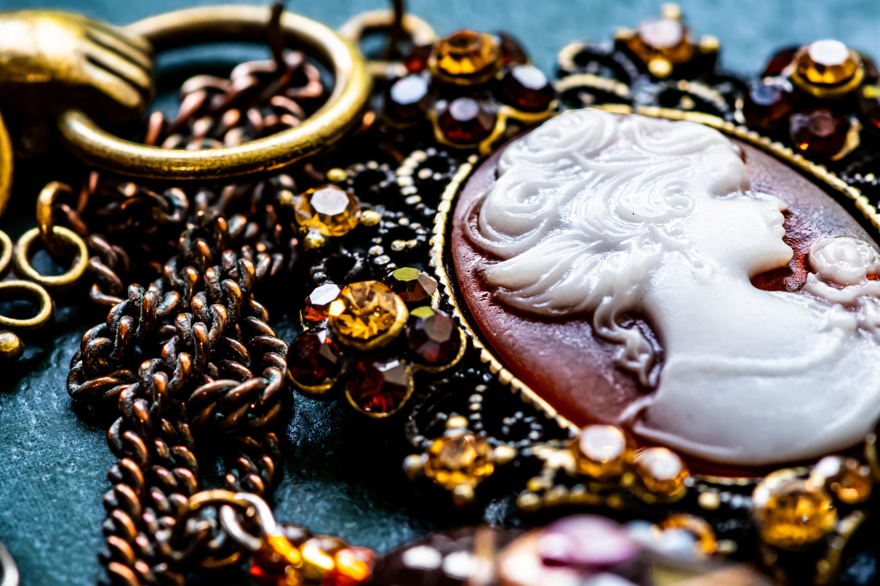 Bronze Cameo Journal Clip. Victorian Gothic Bag Charm, Rose Pendant Accessory.
