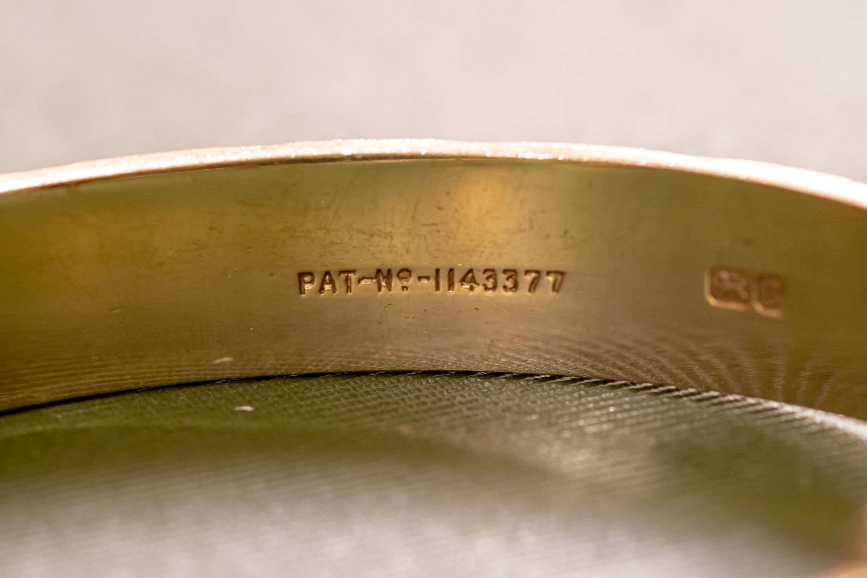 1977 Gold Vermeil Hinged Cuff | British Sterling Silver Geometric Bangle (Monomil LTD)