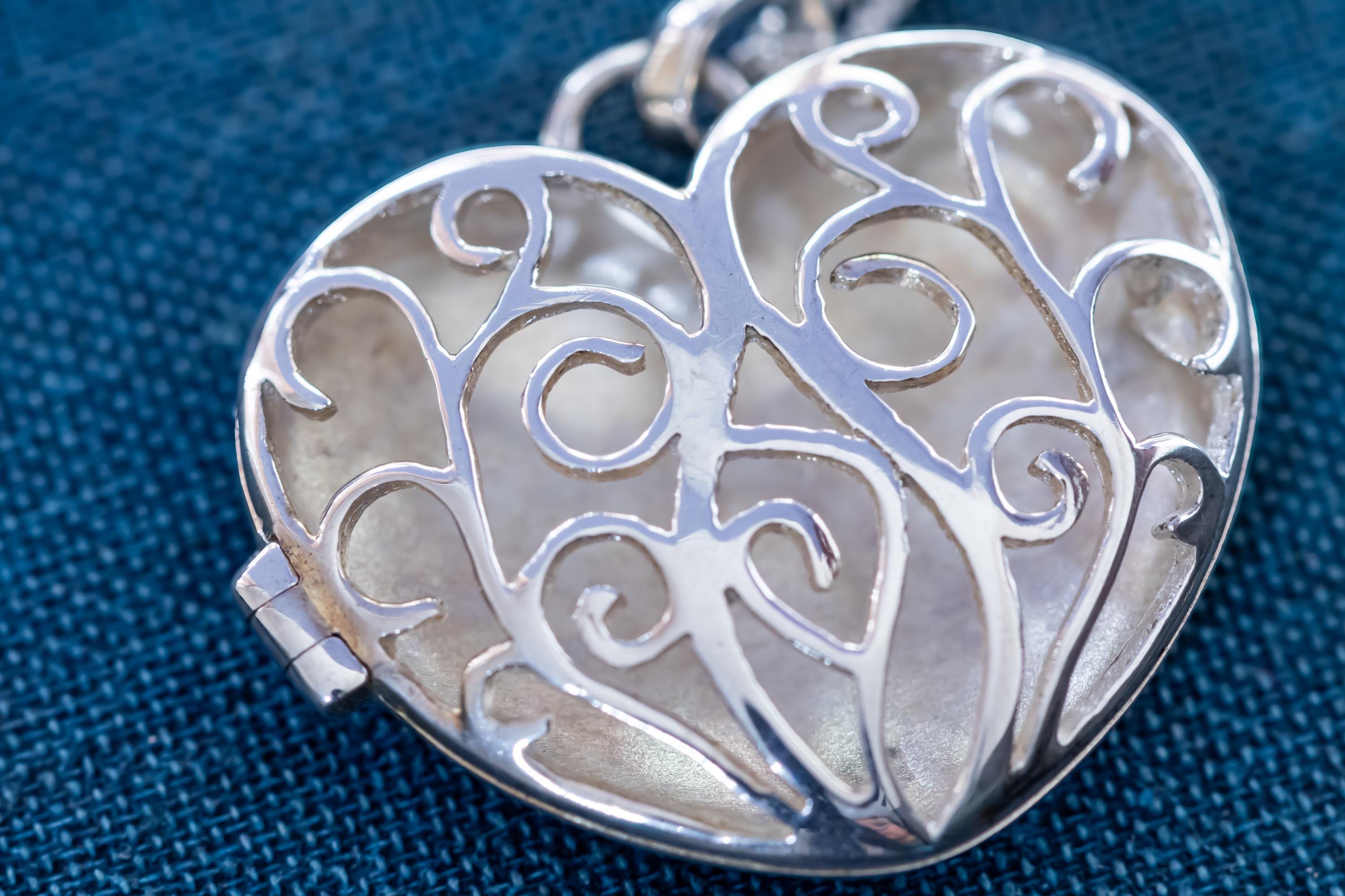 Sterling Silver Filigree Heart Locket Pendant, Openwork Cage Necklace