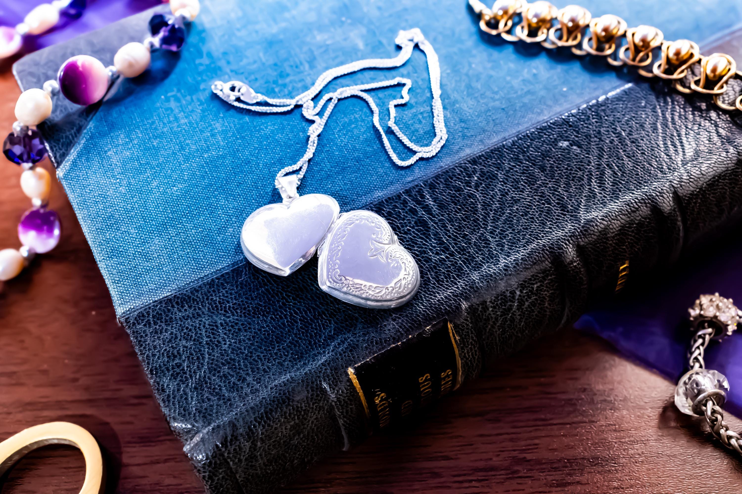 Sterling Silver Heart Locket. Etched Floral Vintage Pendant, Keepsake Necklace.