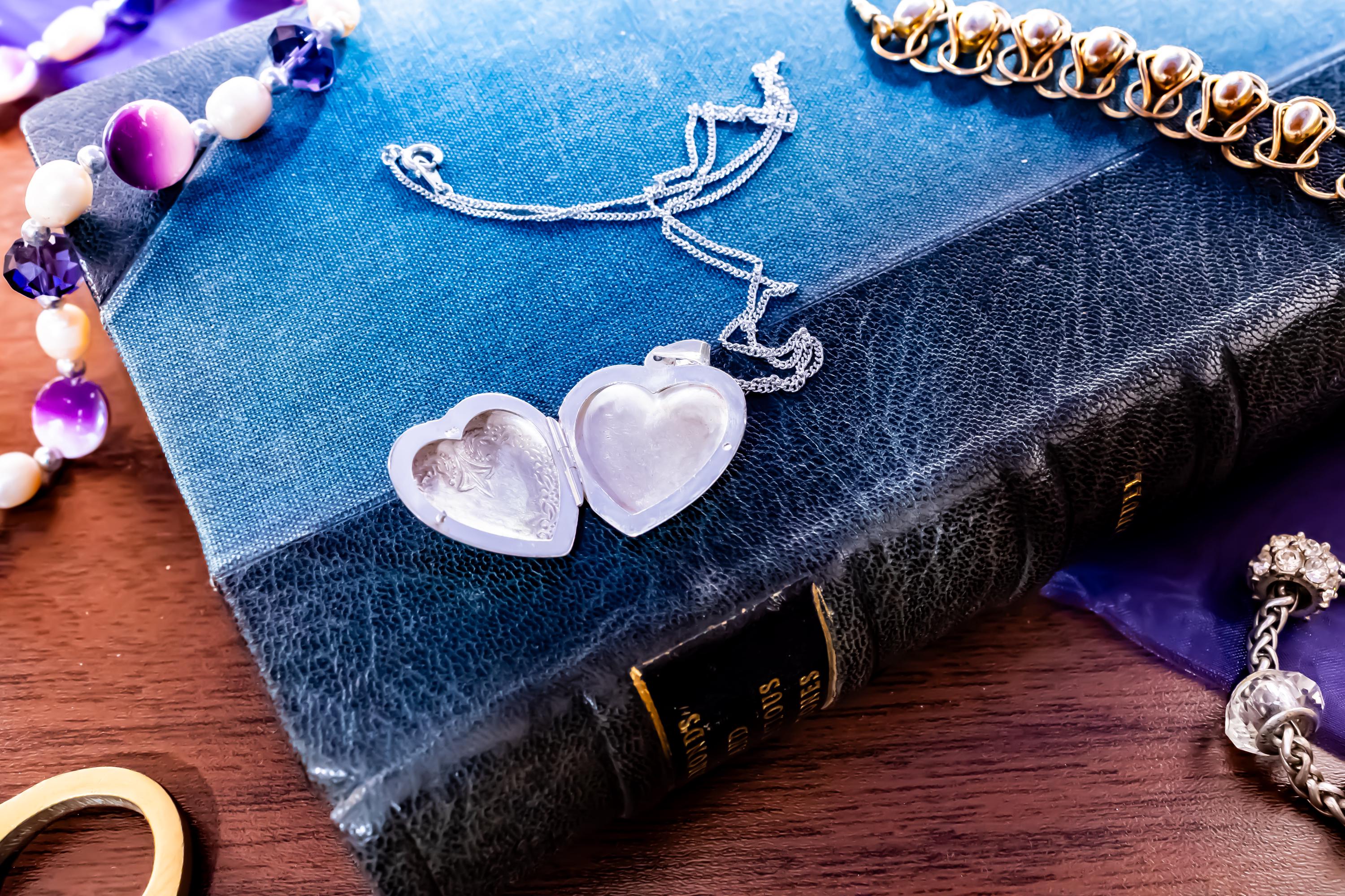 Sterling Silver Heart Locket. Etched Floral Vintage Pendant, Keepsake Necklace.