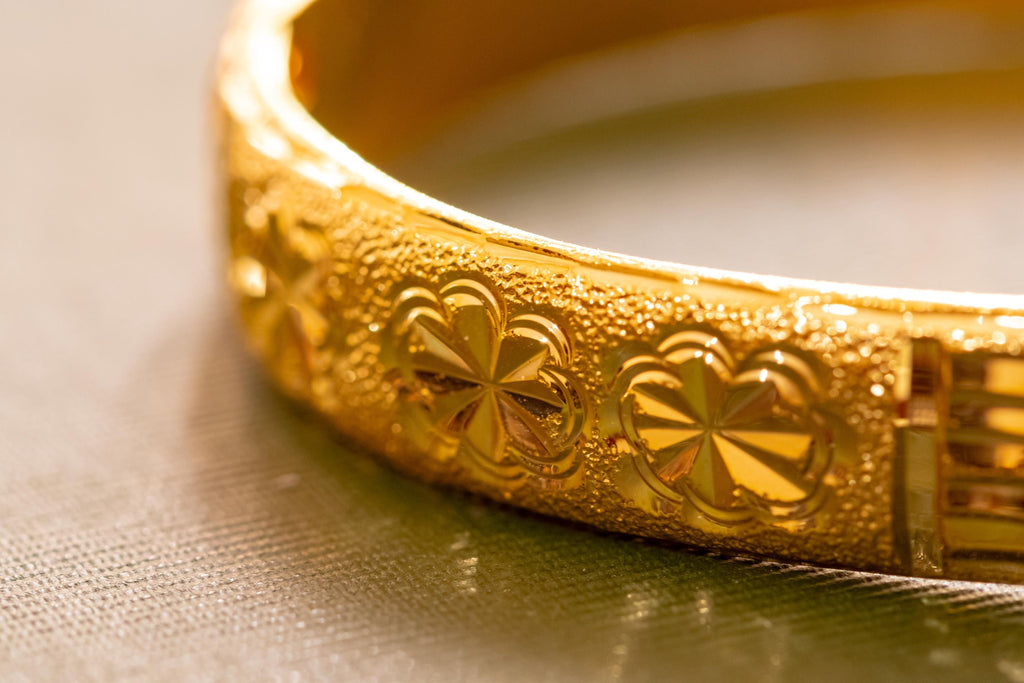 Ornate Floral Gold Plated Cuff Bracelet, Textured Etched Bangle, Dark Romance Jewelry