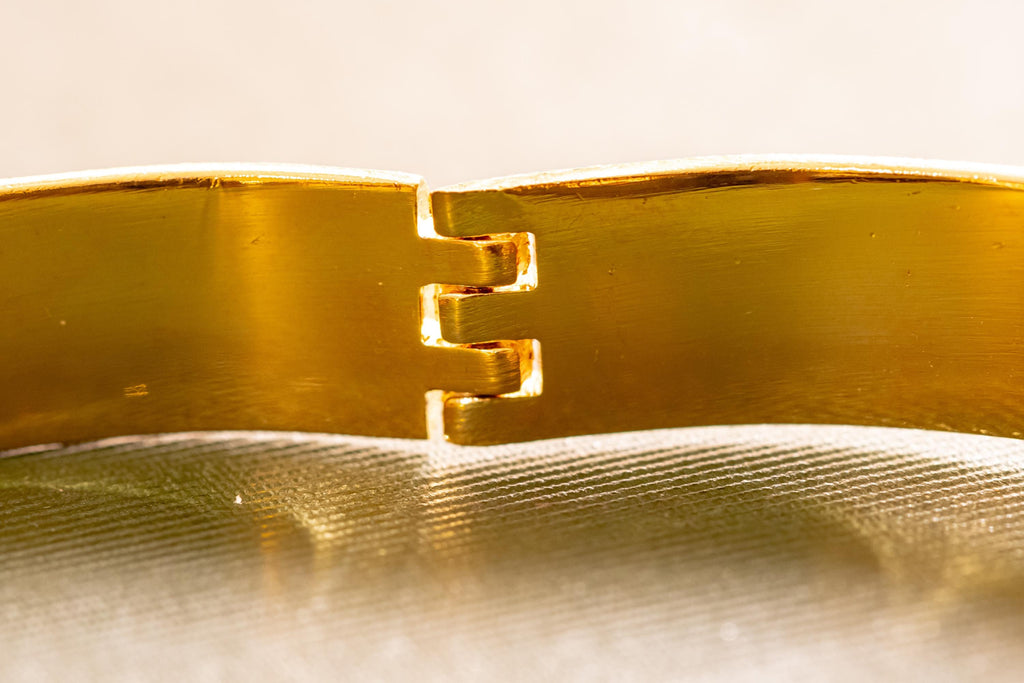 Ornate Floral Gold Plated Cuff Bracelet, Textured Etched Bangle, Dark Romance Jewelry