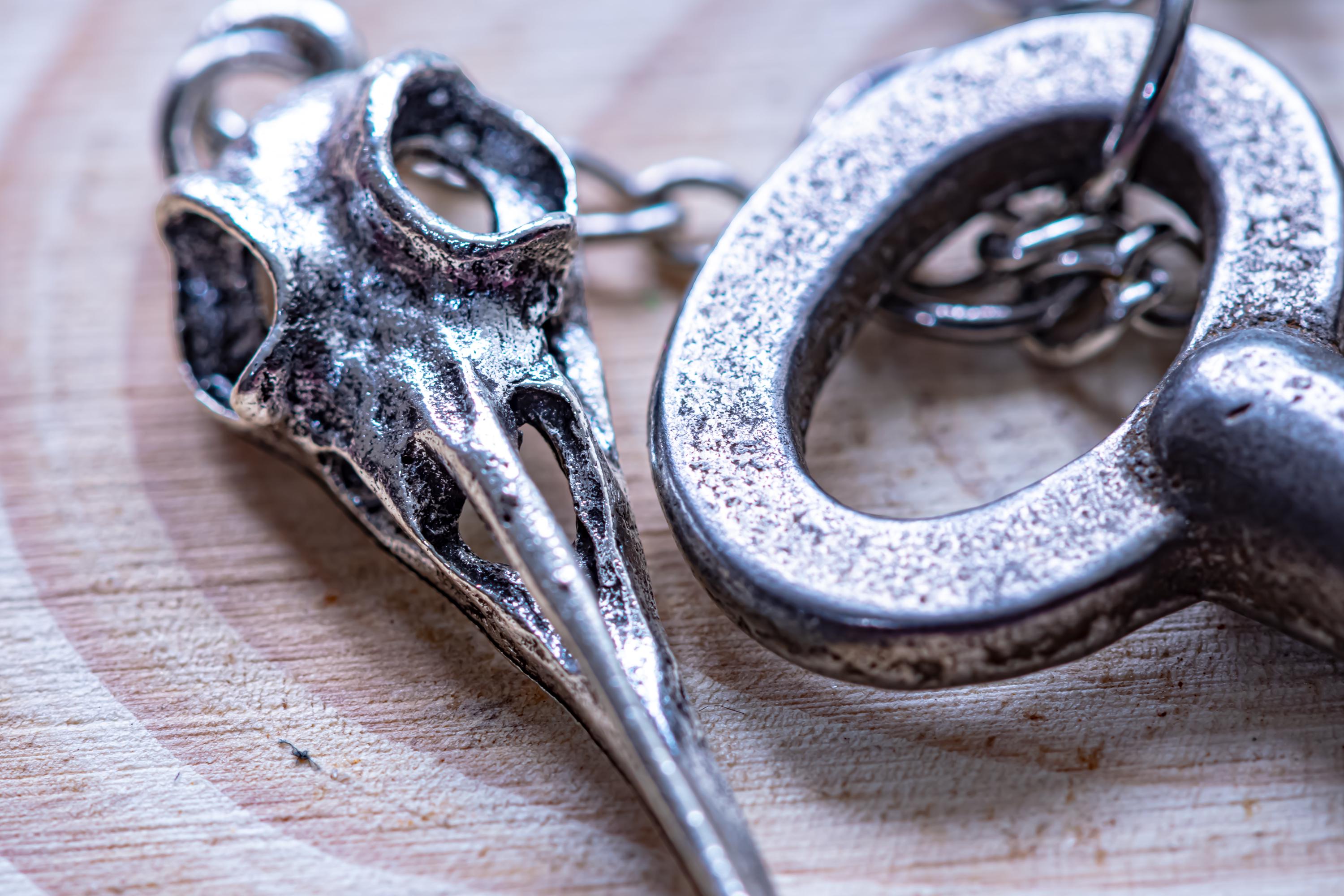 Raven Skull Journal Charm.  Antique Key Talisman, Dark Academia Bag Clip, The Talisman Archive.