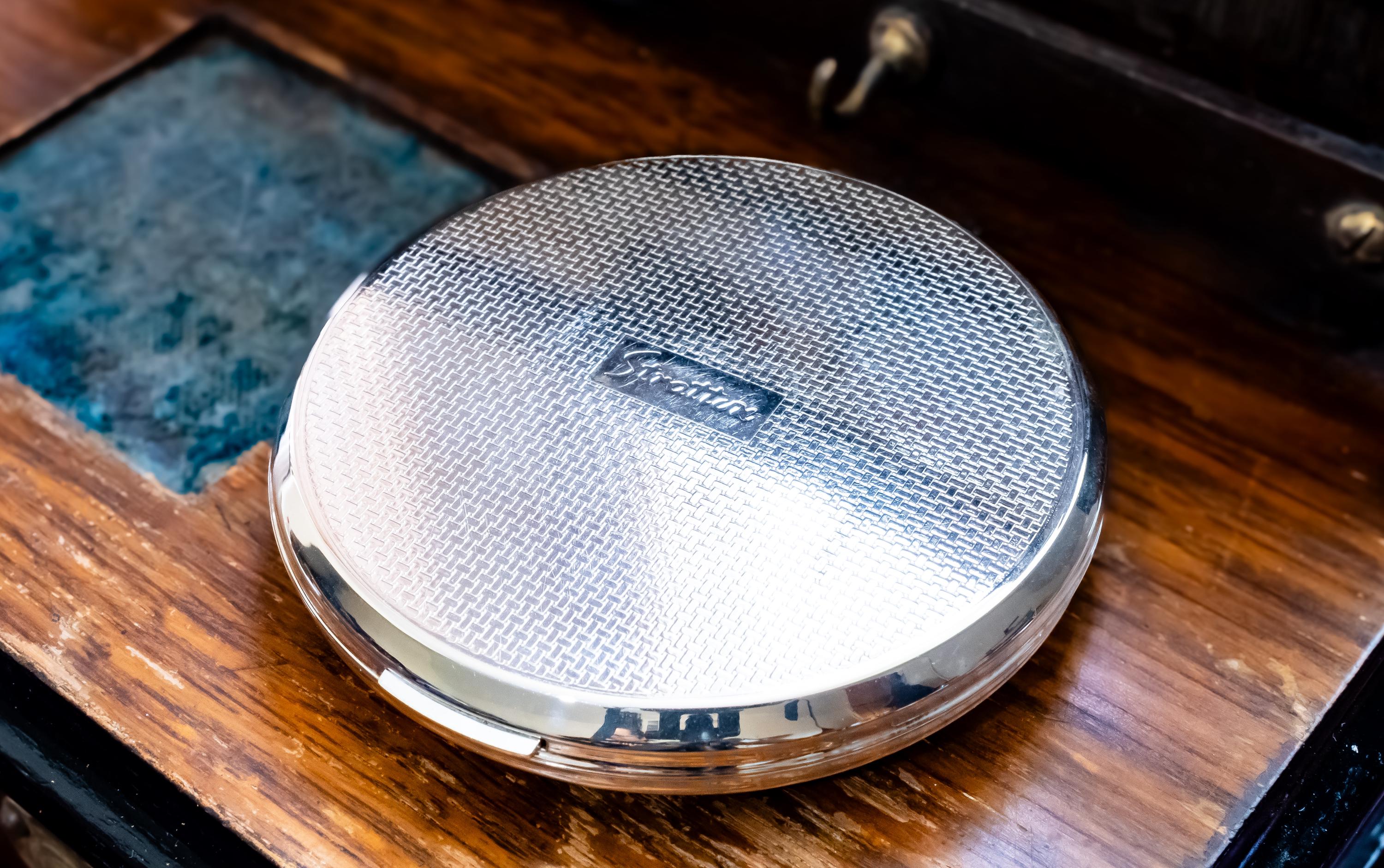 Vintage Stratton Silver Compact Mirror, Unused Deadstock Vanity Collectible