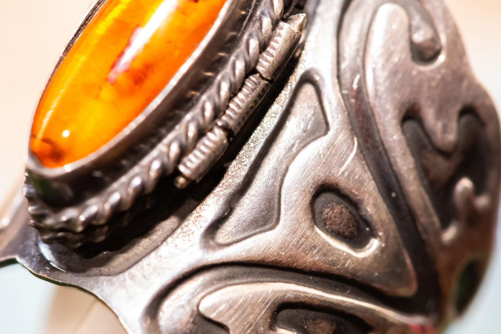 Sterling Silver Amber Ring. Secret Compartment Locket Ring, Dark Academia Jewelry, Gothic Ethereal Amulet.