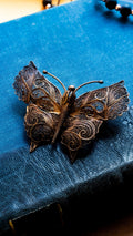 Antique Silver Filigree Butterfly Brooch