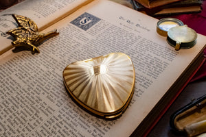 Vintage Kigu of London Heart-Shaped Cherie Powder Compact, 1970s