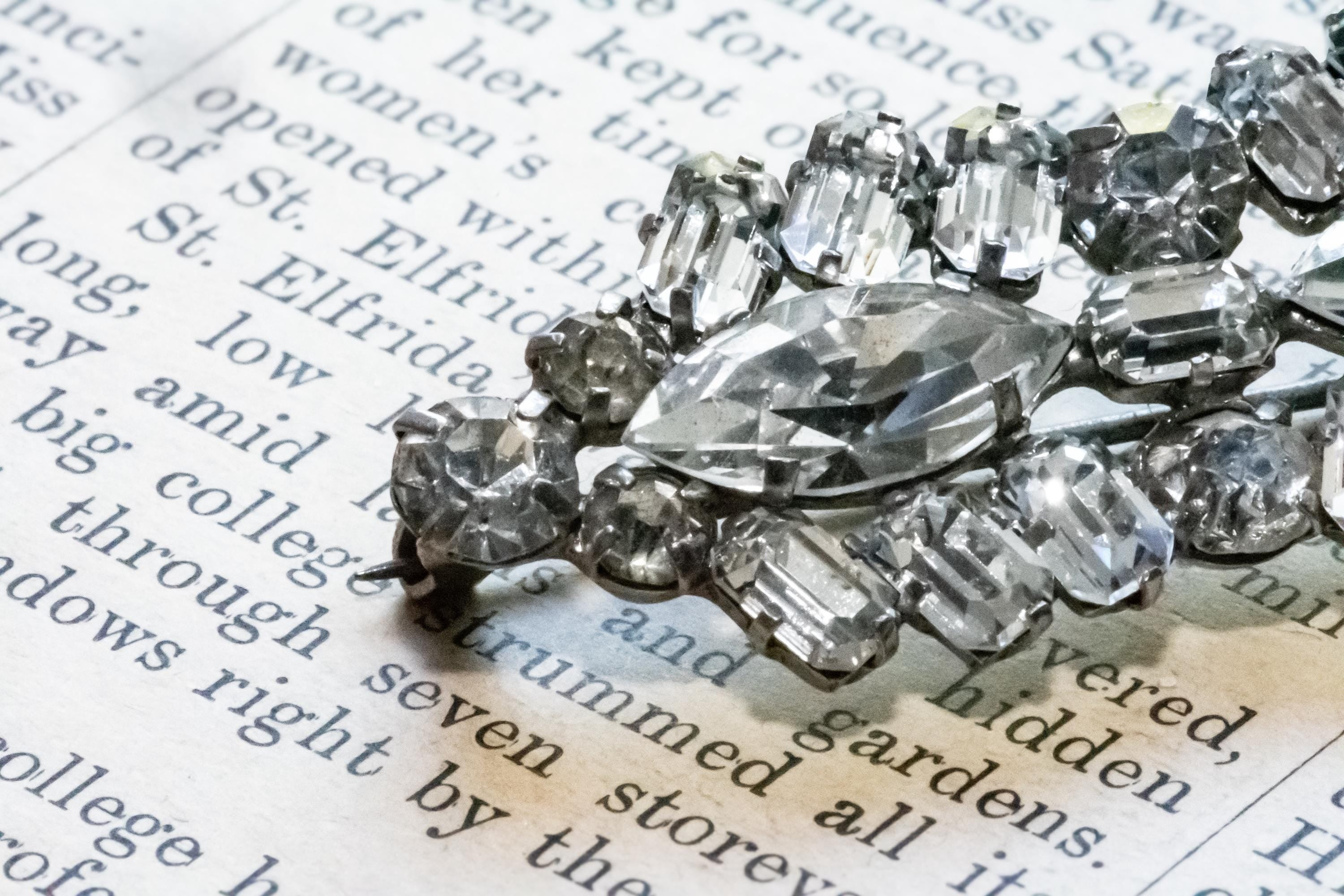 Vintage Marquise Rhinestone Costume Brooch, Mid-Century Statement Pin