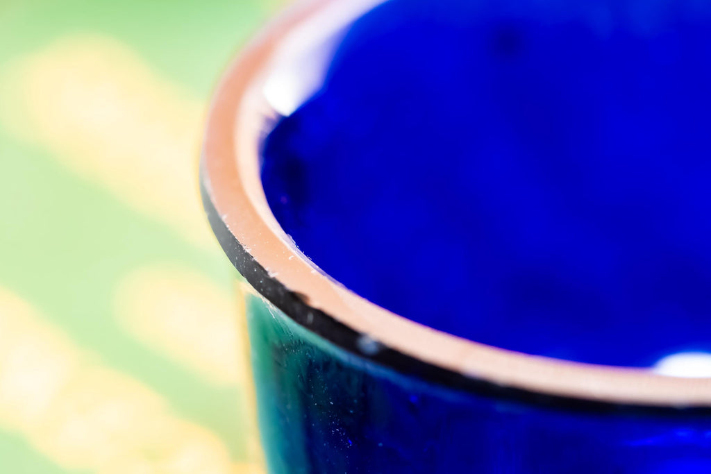 1913 Birmingham Sterling Silver Master Salt Cellar, Cobalt Blue Glass Liner, Desk Curiosity