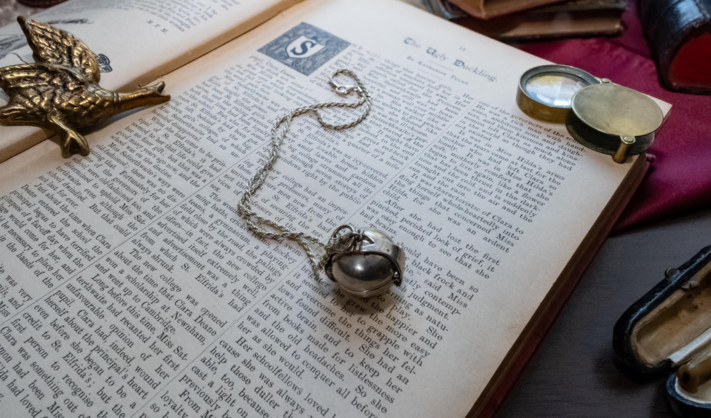 Antique Sterling Silver Orb Locket, 6 Photo Accordion Pendant, Dark Academia Jewelry