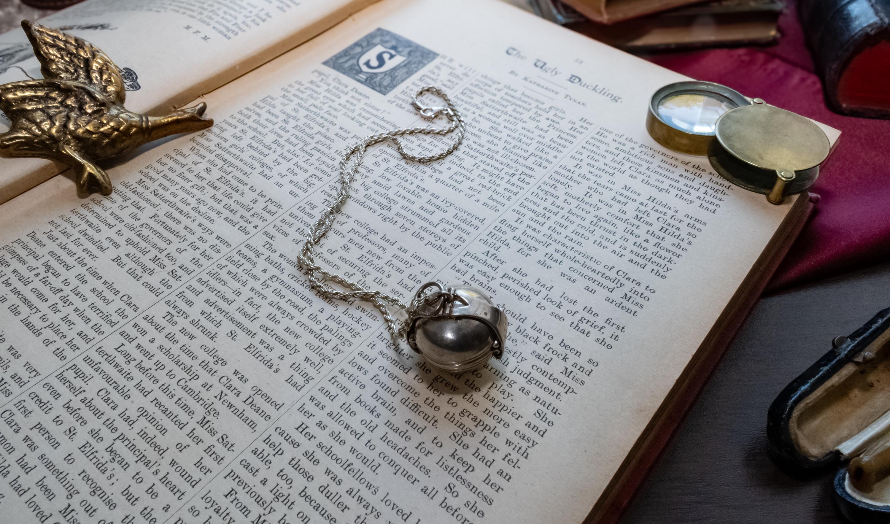 Antique Sterling Silver Orb Locket, 6 Photo Accordion Pendant, Dark Academia Jewelry